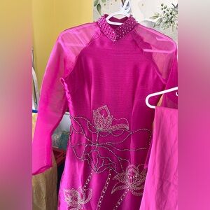 Ao dai sen anh kim thiet ke, Vietnamese traditional long dress truyen thong s 9